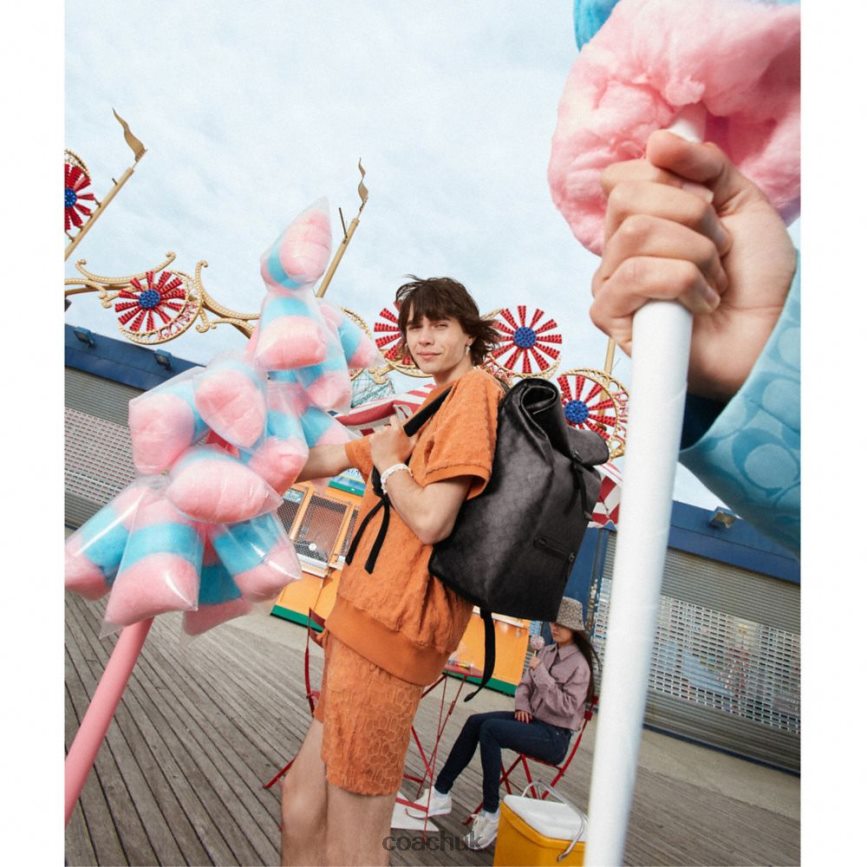 Coach Men BECK ROLL TOP BACKPACK IN SIGNATURE CANVAS CHARCOAL D0DL44685