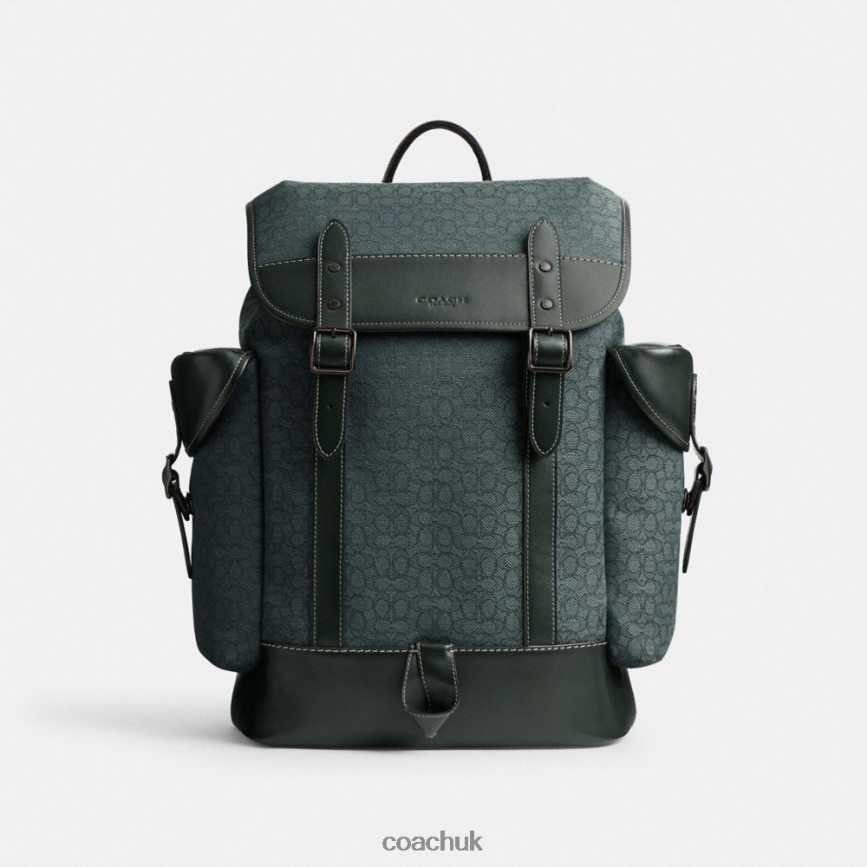 Coach Men HITCH BACKPACK IN MICRO SIGNATURE JACQUARD Amazon Green D0DL44682