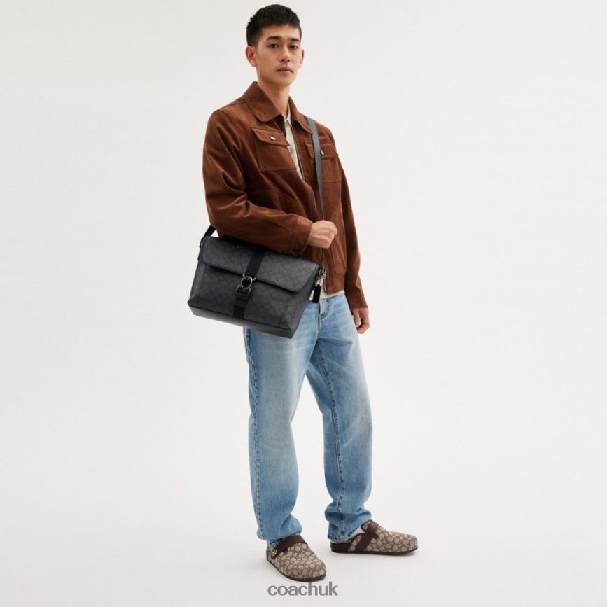 Coach Men BECK MESSENGER IN SIGNATURE CANVAS CHARCOAL D0DL44654