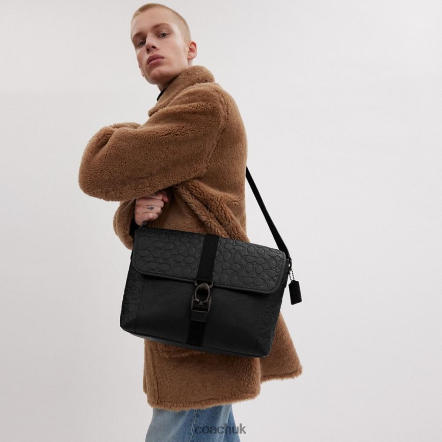 Coach Men BECK MESSENGER IN SIGNATURE LEATHER Black D0DL44651
