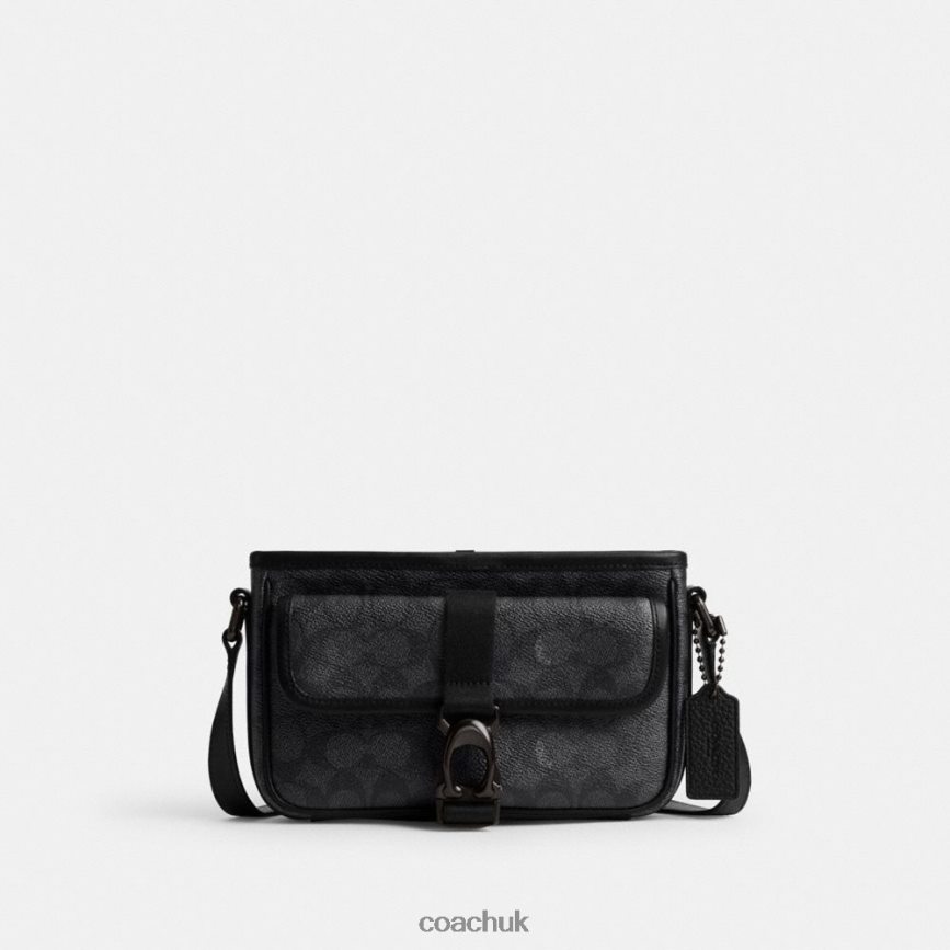 Coach Men BECK SLIM CROSSBODY IN SIGNATURE CANVAS CHARCOAL D0DL44659