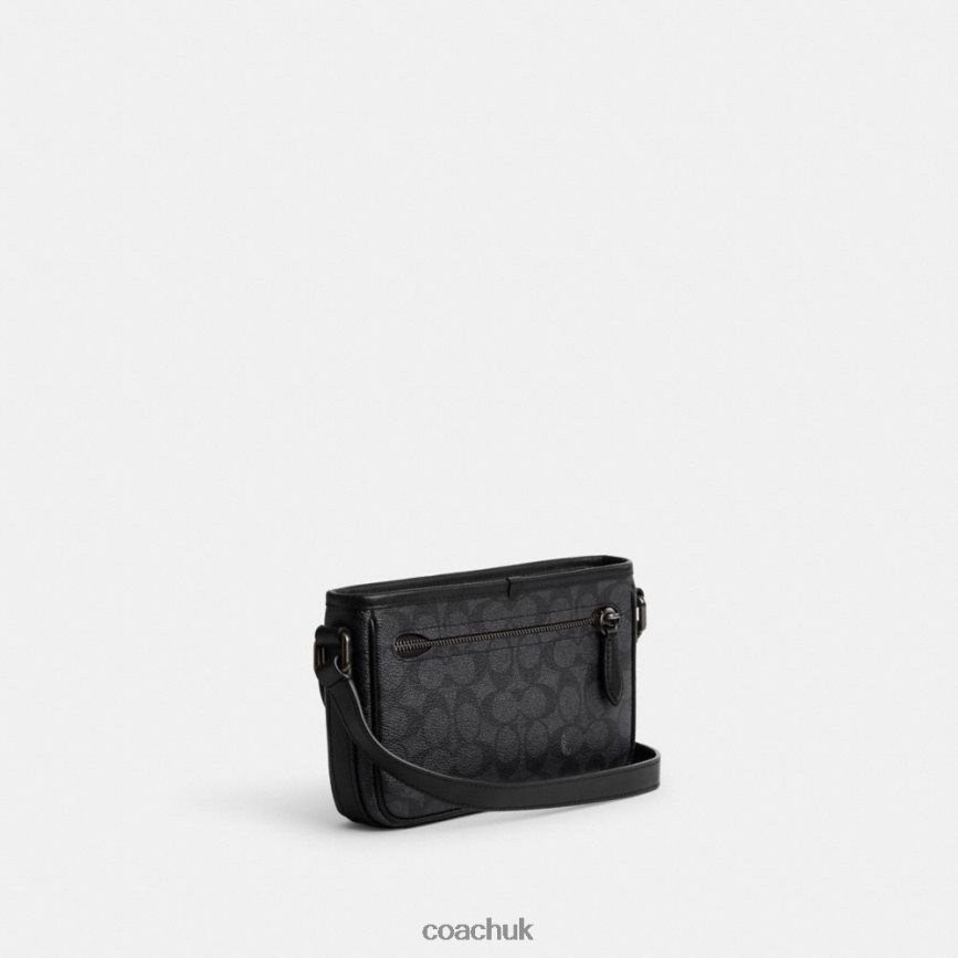 Coach Men BECK SLIM CROSSBODY IN SIGNATURE CANVAS CHARCOAL D0DL44659