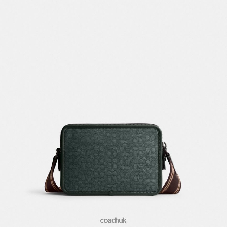 Coach Men CHARTER CROSSBODY 24 IN MICRO SIGNATURE JACQUARD Amazon Green D0DL44662