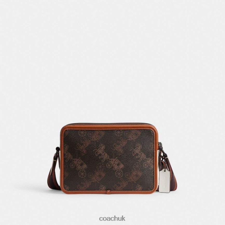 Coach Men CHARTER CROSSBODY 24 WITH LARGE HORSE AND CARRIAGE PRINT Truffle/Burnished Amber D0DL44655
