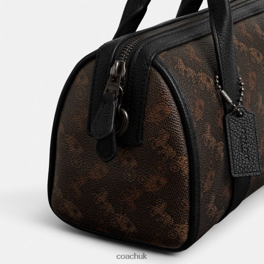 Coach Men GOTHAM DUFFLE 24 WITH HORSE AND CARRIAGE PRINT Truffle/Black D0DL44658