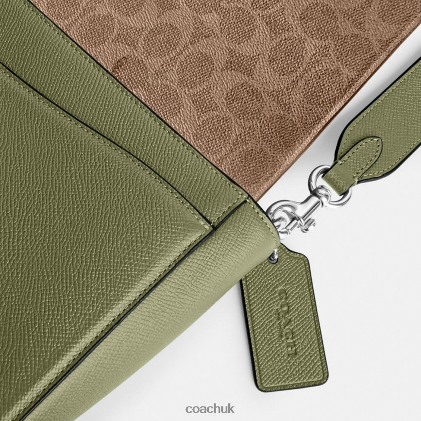 Coach Men MESSENGER BAG WITH SIGNATURE CANVAS INTERIOR MOSS D0DL44647