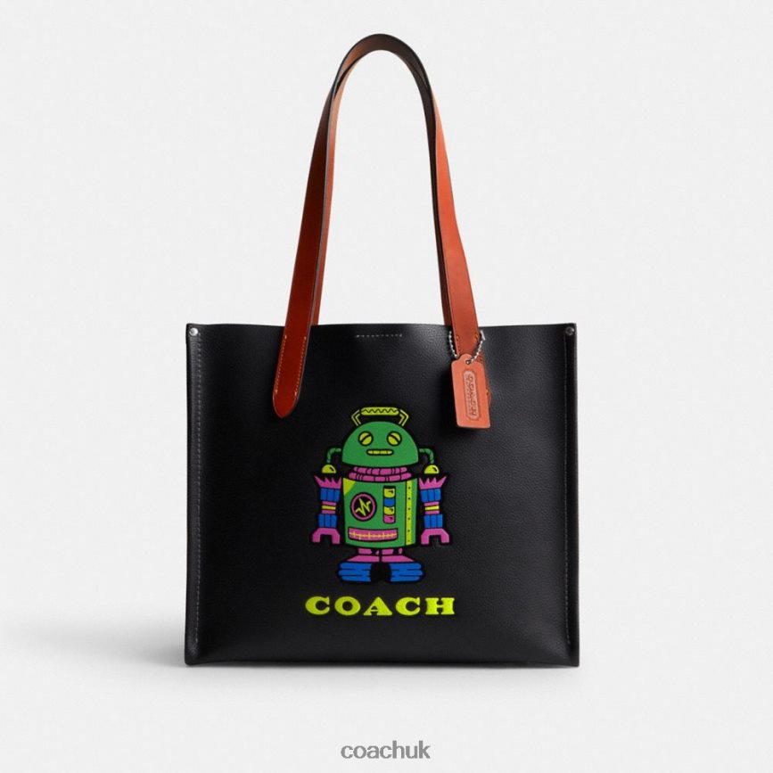 Coach Men COSMIC COACH RELAY TOTE 34 WITH ROBOT Black Multi. D0DL44632
