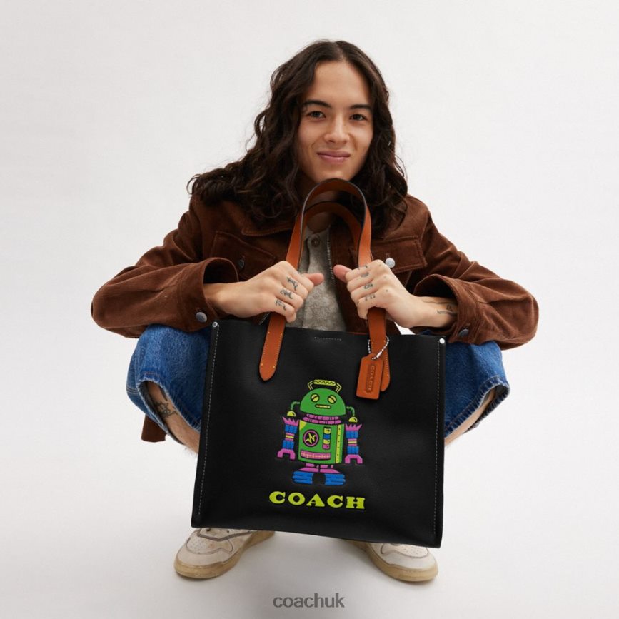 Coach Men COSMIC COACH RELAY TOTE 34 WITH ROBOT Black Multi. D0DL44632