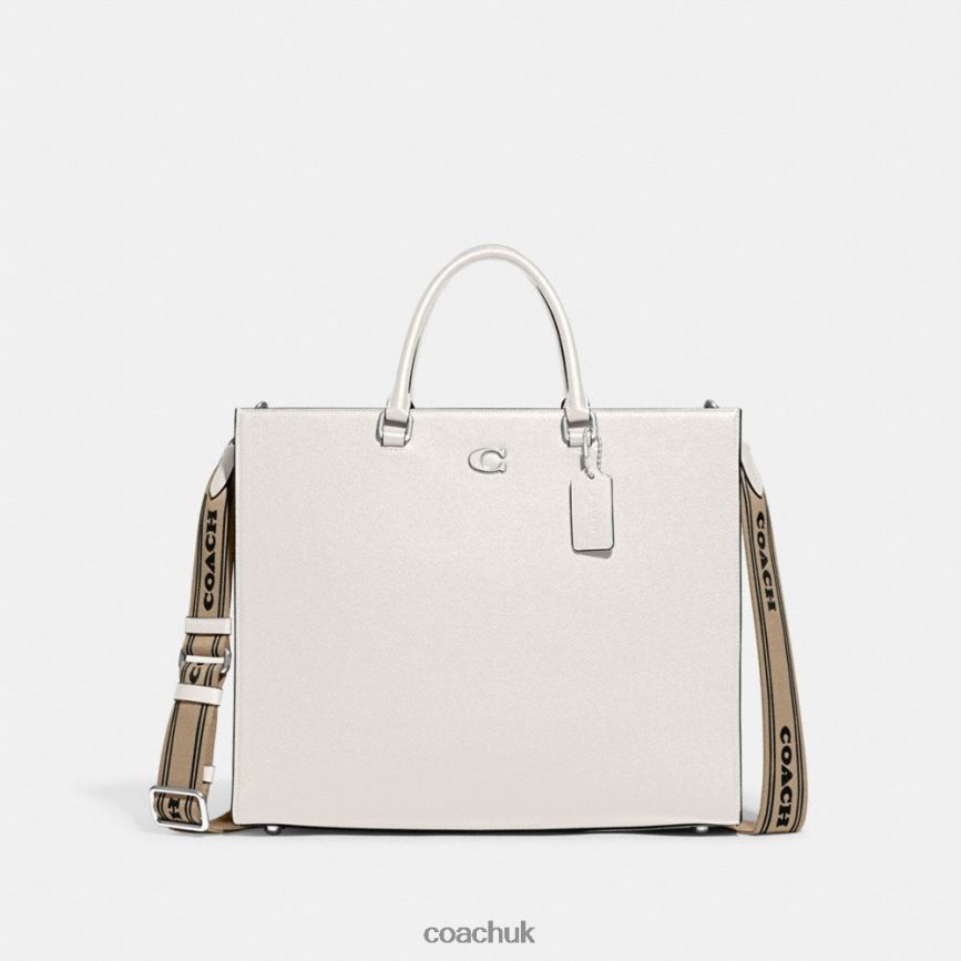 Coach Men TOTE 40 WITH SIGNATURE CANVAS INTERIOR Chalk D0DL44641