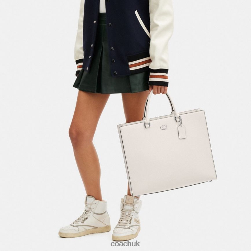 Coach Men TOTE 40 WITH SIGNATURE CANVAS INTERIOR Chalk D0DL44641