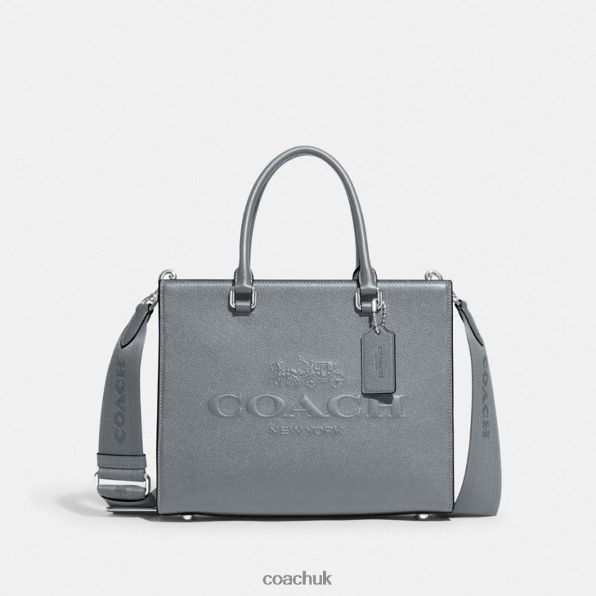 Coach Men TOTE WITH SIGNATURE CANVAS Grey Blue D0DL44634