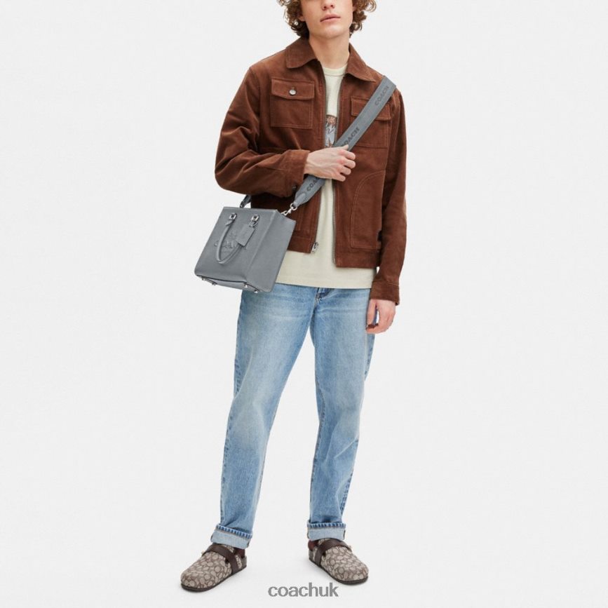 Coach Men TOTE WITH SIGNATURE CANVAS Grey Blue D0DL44634