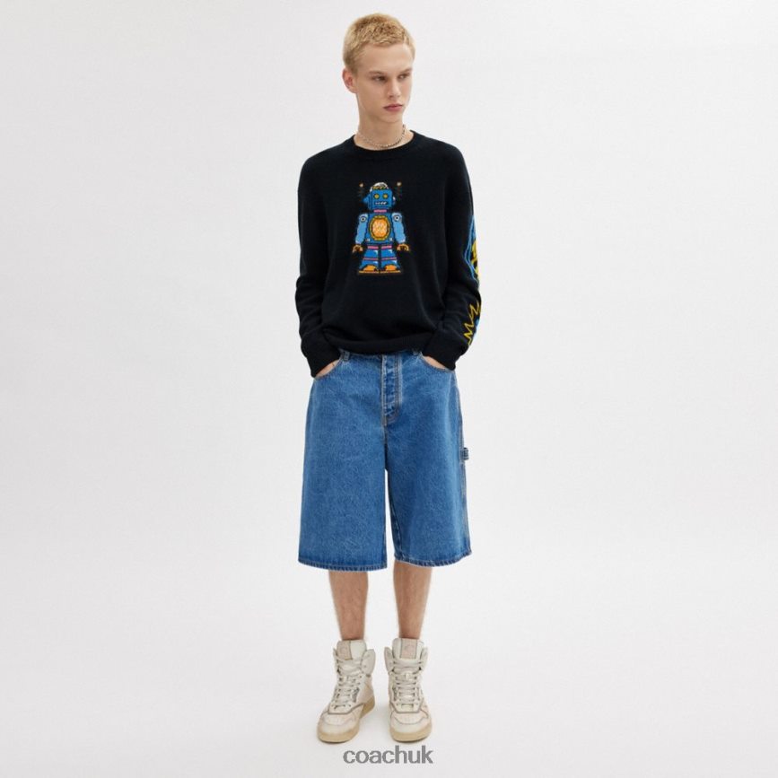 Coach Men COSMIC COACH SWEATER Black Multi. D0DL44771