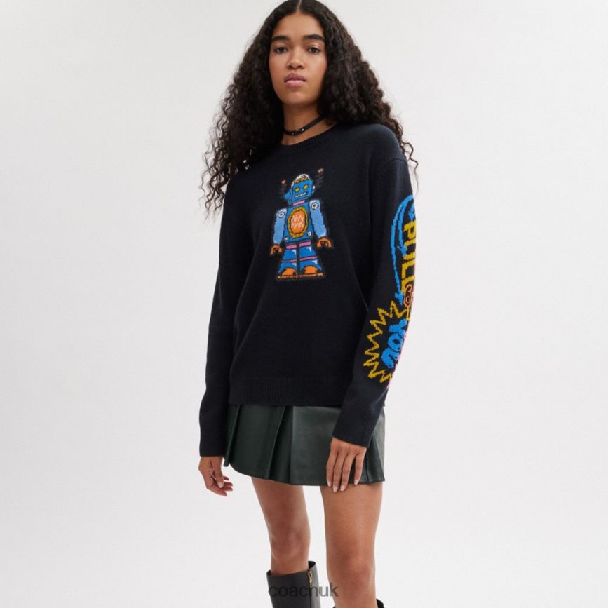 Coach Men COSMIC COACH SWEATER Black Multi. D0DL44771