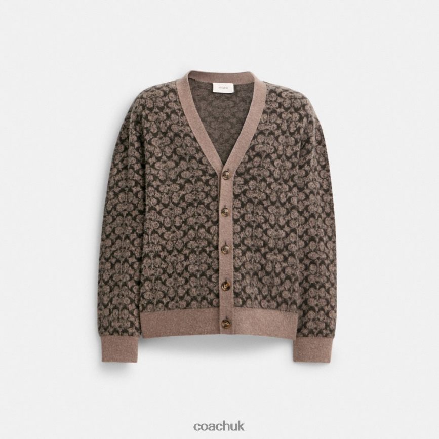 Coach Men SIGNATURE CARDIGAN Grey Multi. D0DL44772