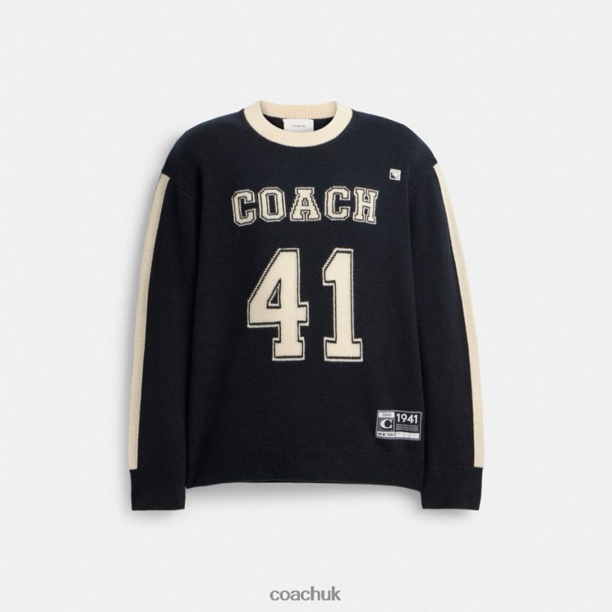 Coach Men VARSITY CASHMERE SWEATER Black Multi. D0DL44781