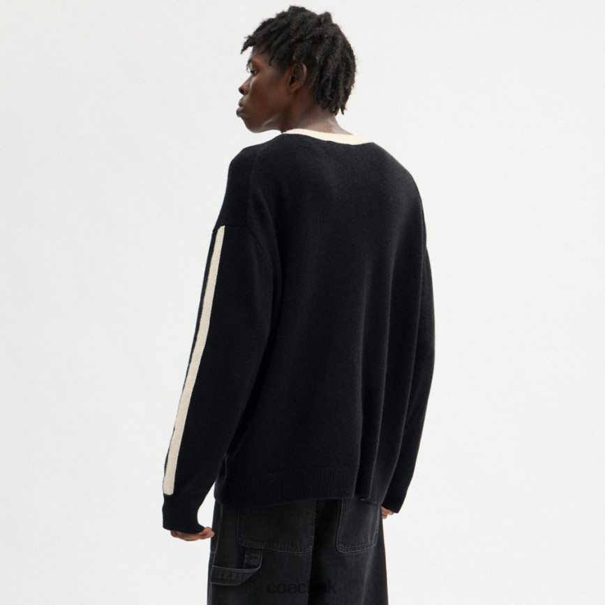 Coach Men VARSITY CASHMERE SWEATER Black Multi. D0DL44781