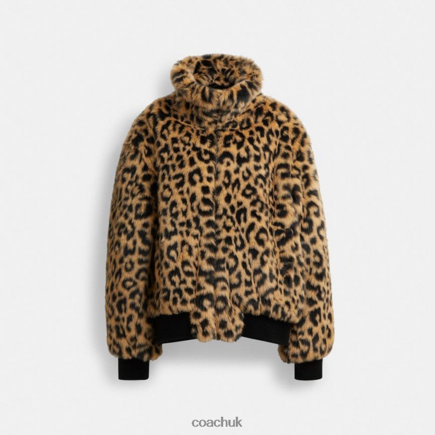 Coach Men PRINTED FAUX FUR JACKET Leopard D0DL44752