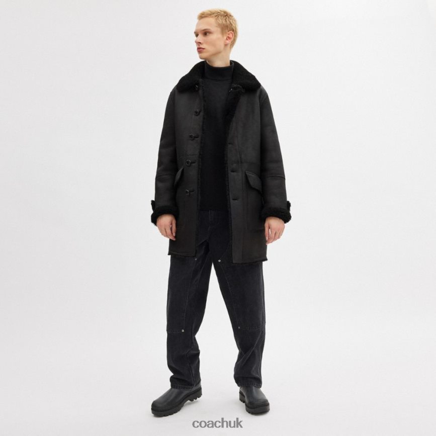 Coach Men REVERSIBLE SHEARLING COAT Black D0DL44758