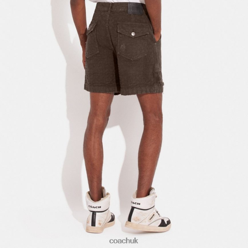 Coach Men DISTRESSED DENIM SHORTS Brown D0DL44789