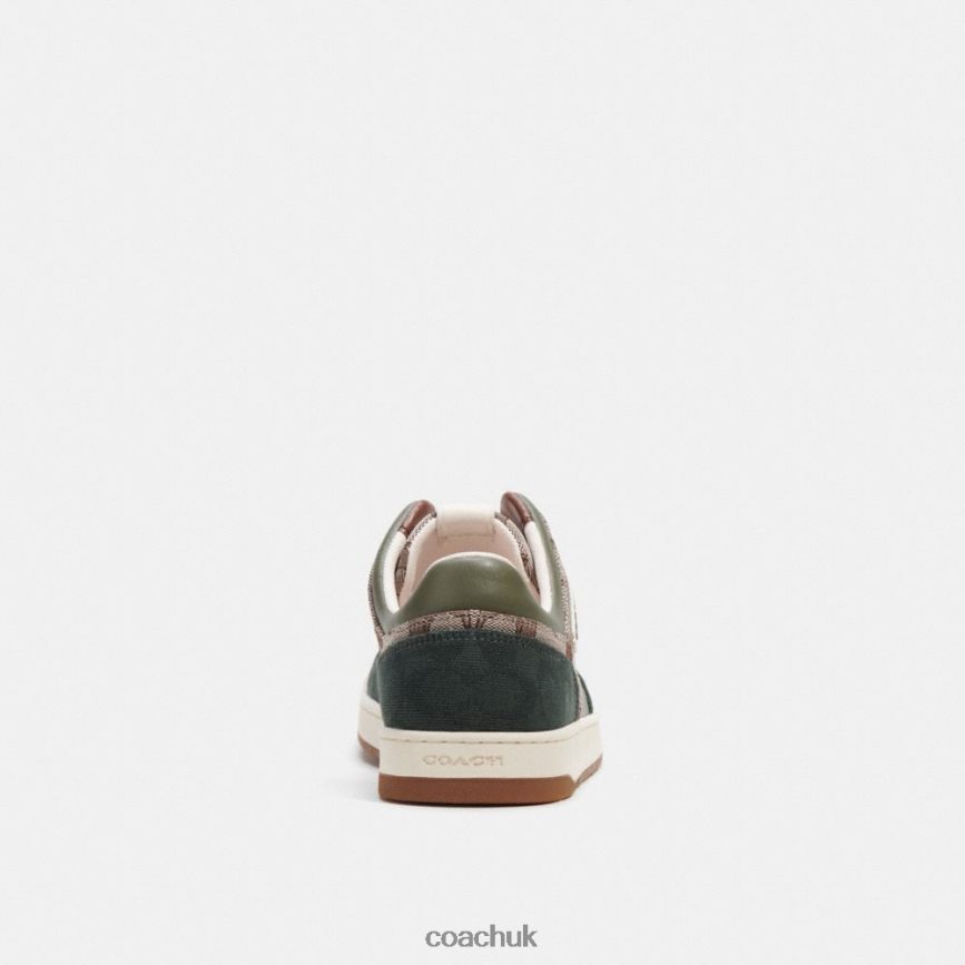 Coach Men C201 SNEAKER IN MIXED SIGNATURE FABRIC Oak/Buttercup/Amazon Green D0DL44746