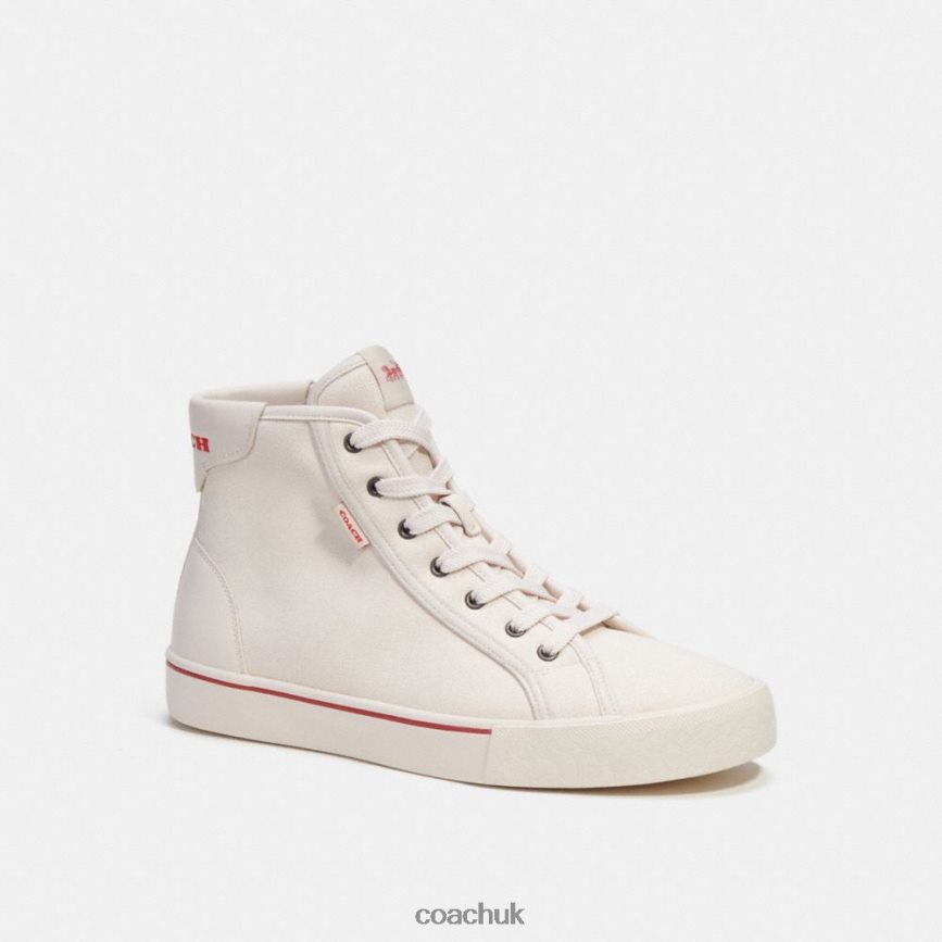 Coach Men SKATE HIGH TOP SNEAKER Chalk Sport Red D0DL44747