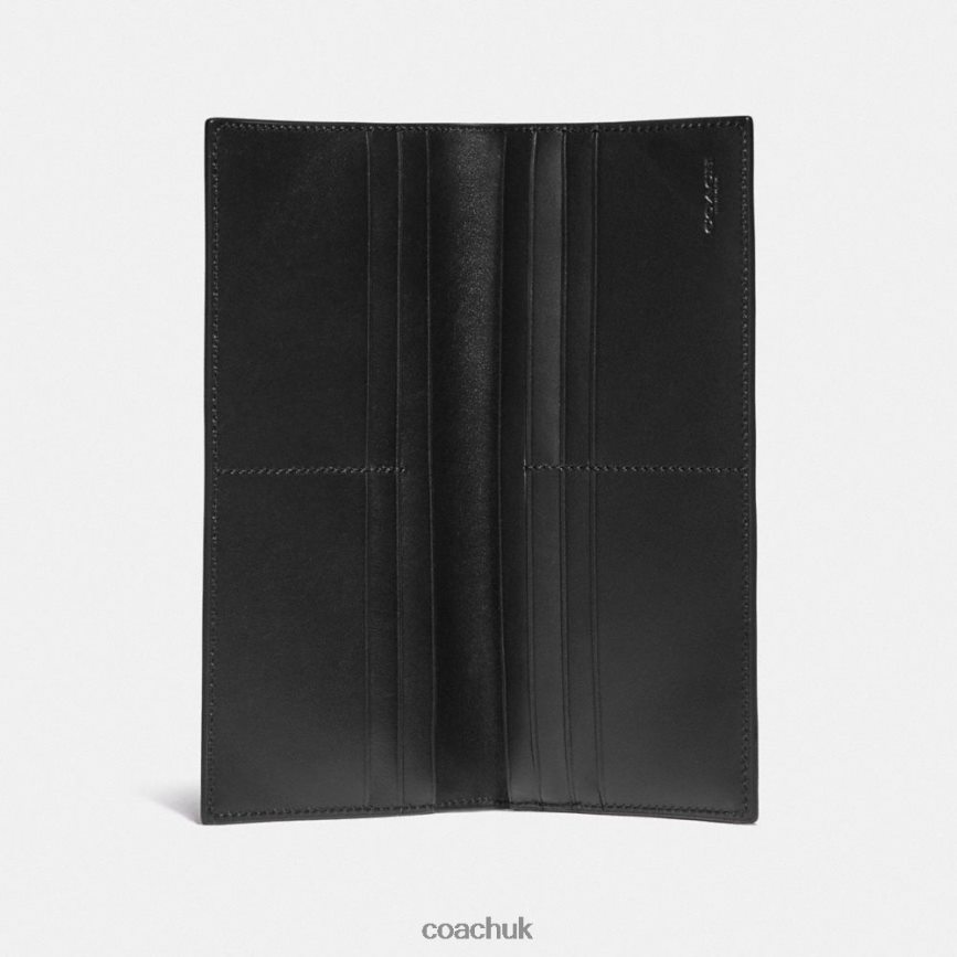 Coach Men BREAST POCKET WALLET IN SIGNATURE CANVAS Charcoal/Black D0DL44695