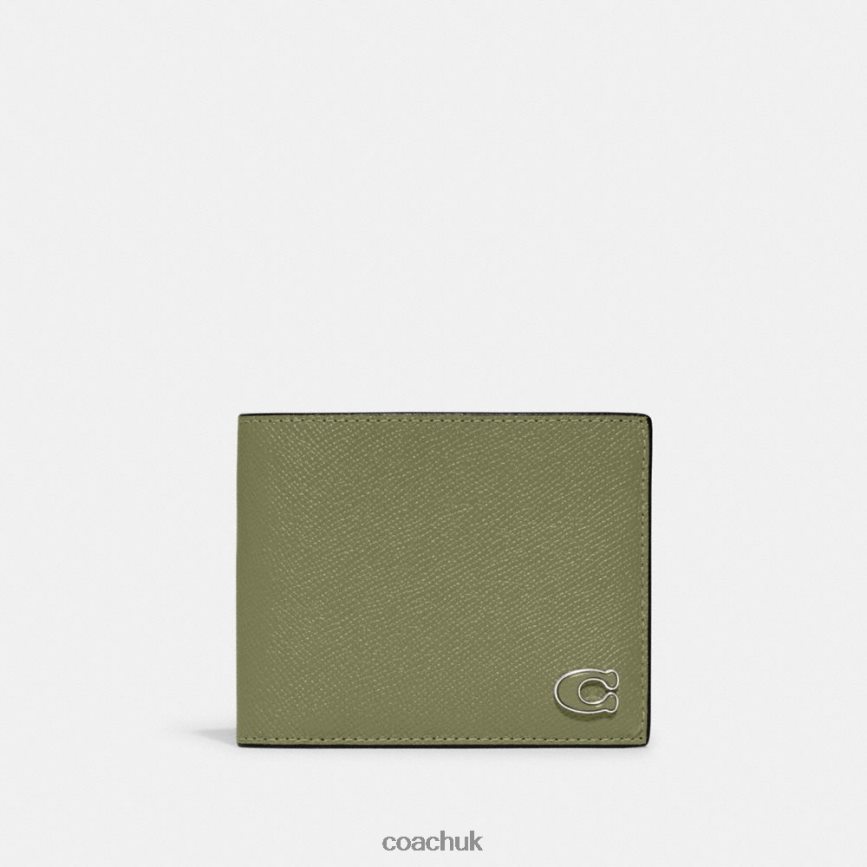 Coach Men 3-IN-1 WALLET WITH SIGNATURE CANVAS INTERIOR MOSS D0DL44701