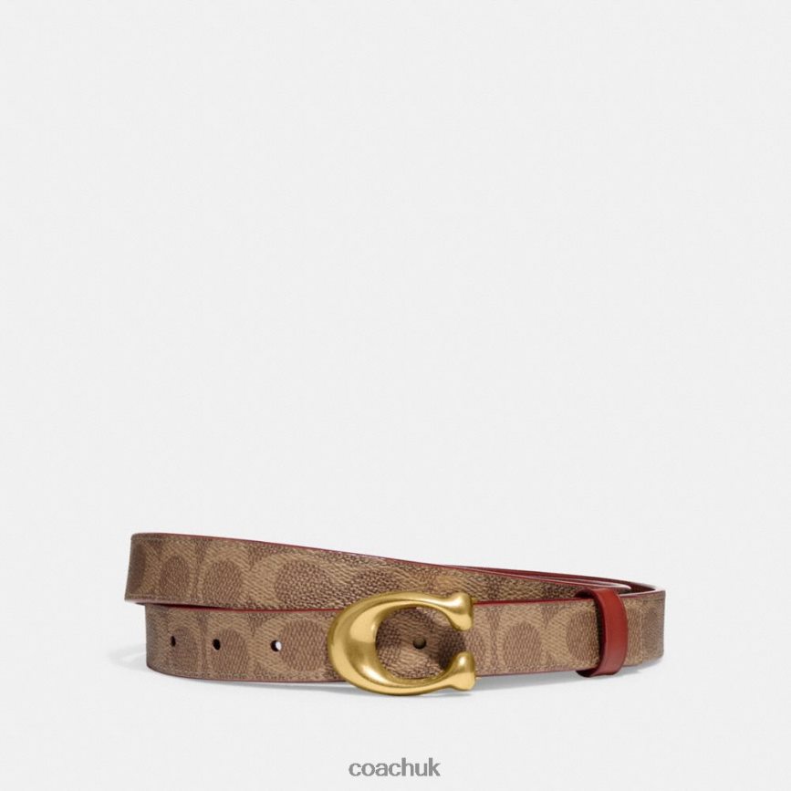 Coach Women SCULPTED C BUCKLE CUT-TO-SIZE REVERSIBLE BELT, 25MM B4/Tan Rust D0DL44616