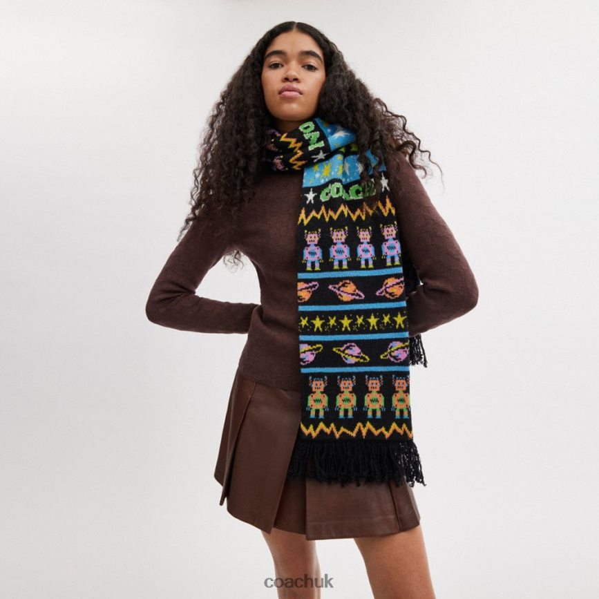 Coach Women COSMIC PRINT MUFFLER Black Multicolor D0DL44550