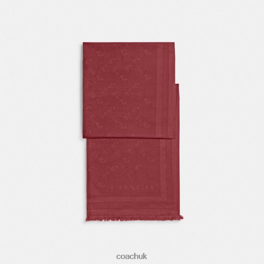 Coach Women HORSE AND CARRIAGE PRINT JACQUARD STOLE Wine D0DL44584