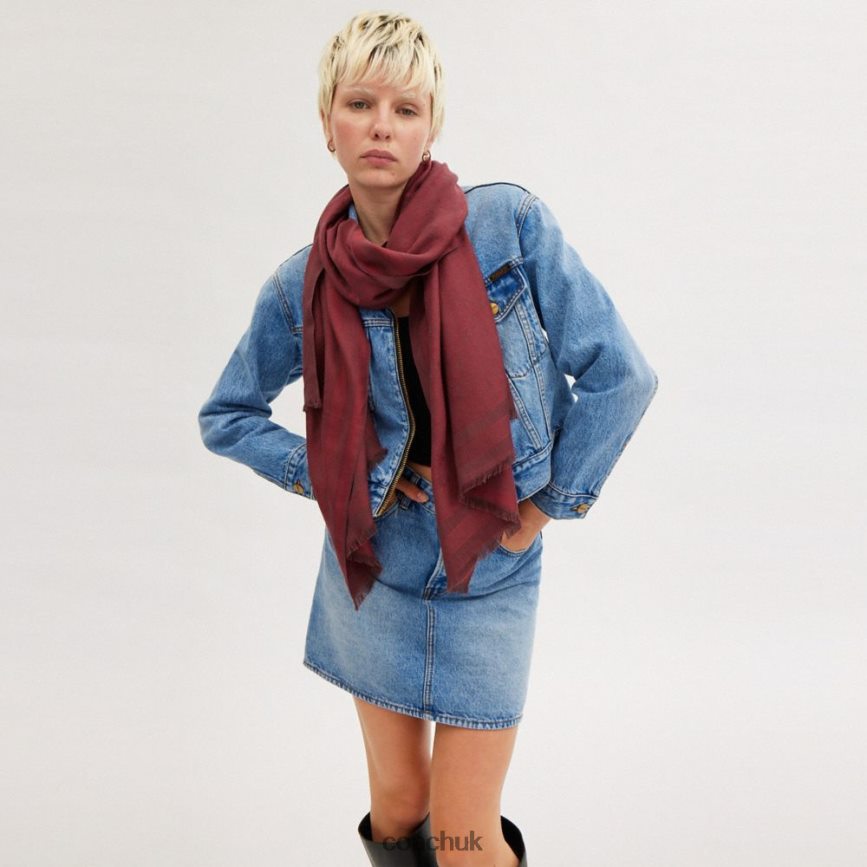 Coach Women HORSE AND CARRIAGE PRINT JACQUARD STOLE Wine D0DL44584