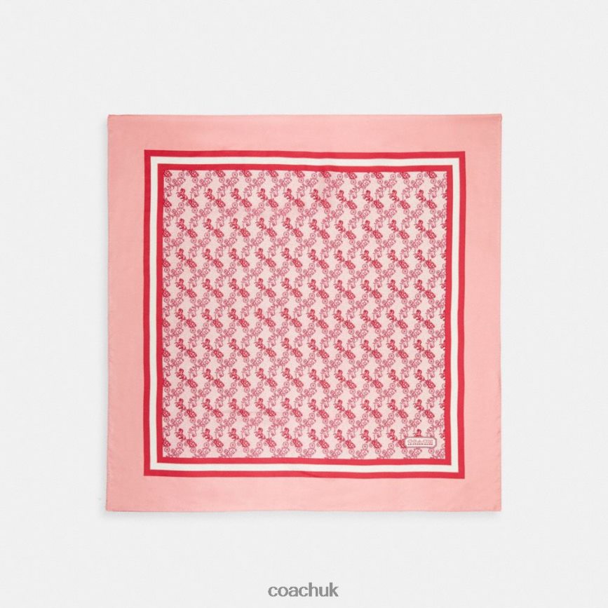 Coach Women HORSE AND CARRIAGE PRINT SILK SQUARE SCARF Bubblegum D0DL44592
