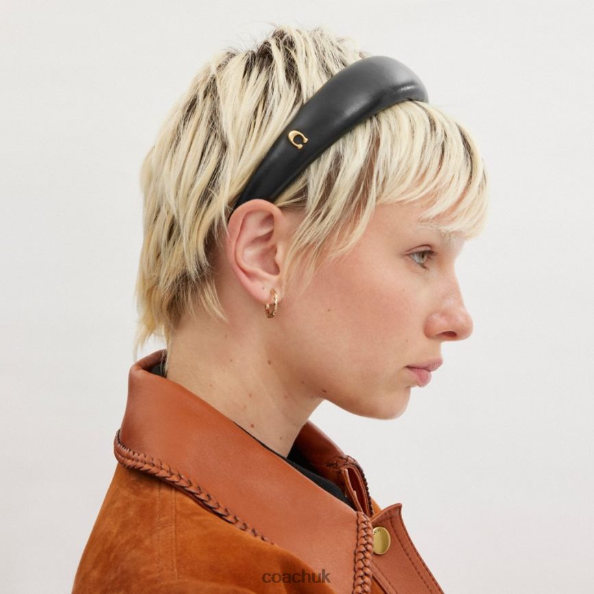 Coach Women LEATHER HEADBAND Black D0DL44589