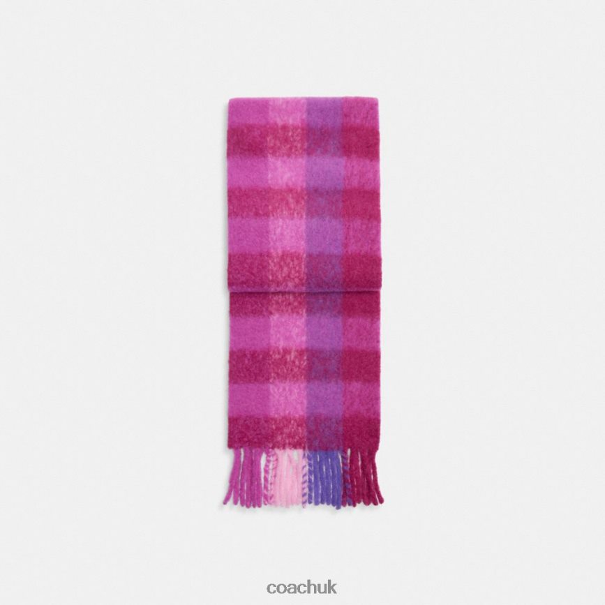 Coach Women PLAID OVERSIZED MUFFLER Purple D0DL44570