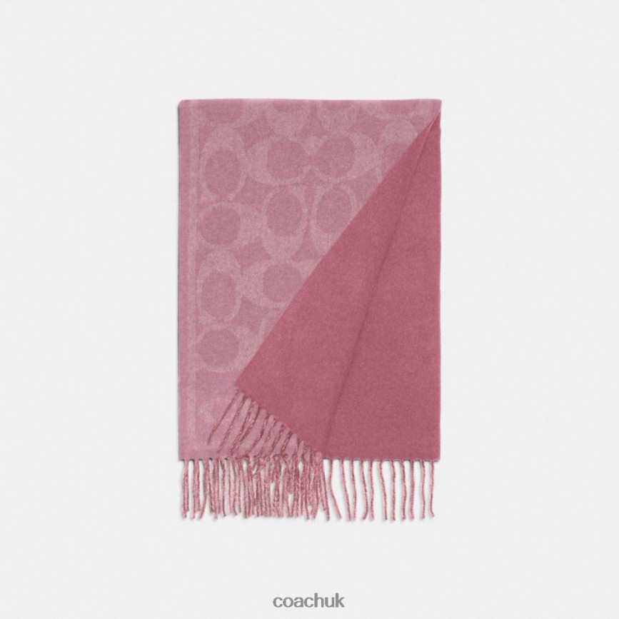 Coach Women REVERSIBLE SIGNATURE CASHMERE MUFFLER True Pink D0DL44552