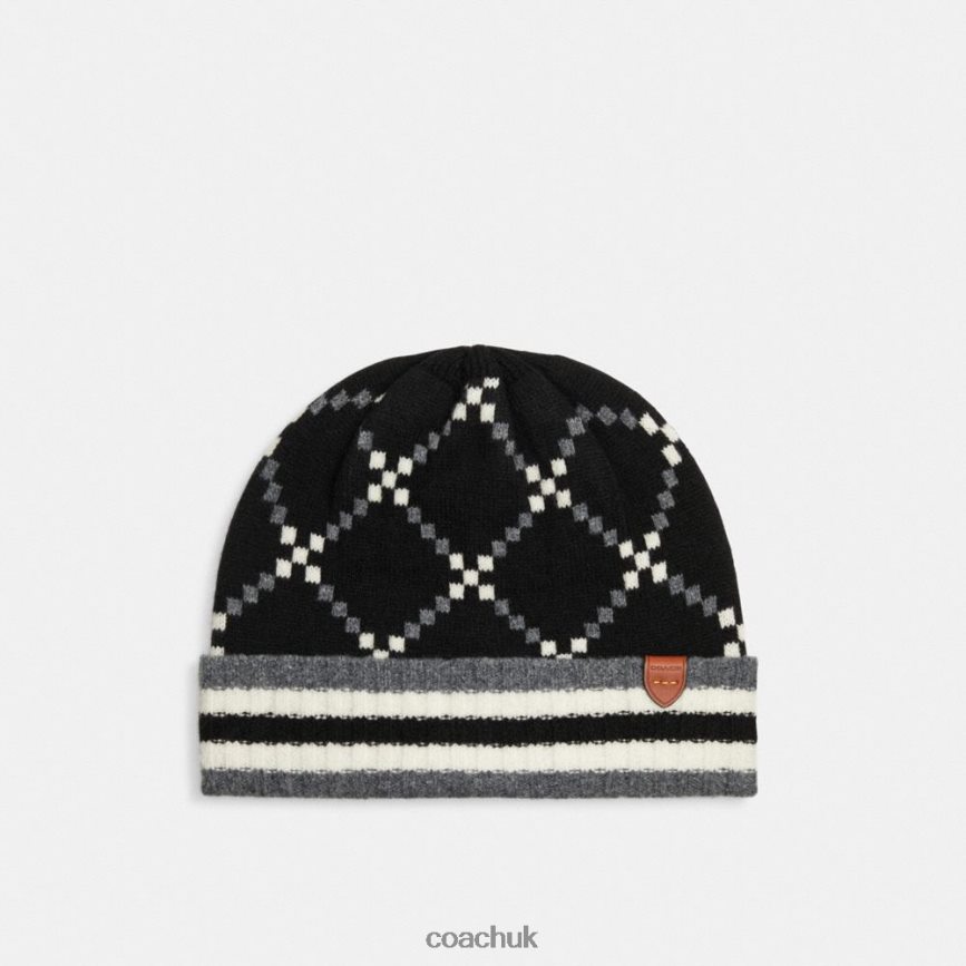 Coach Women SIGNATURE JACQUARD BEANIE Black D0DL44547