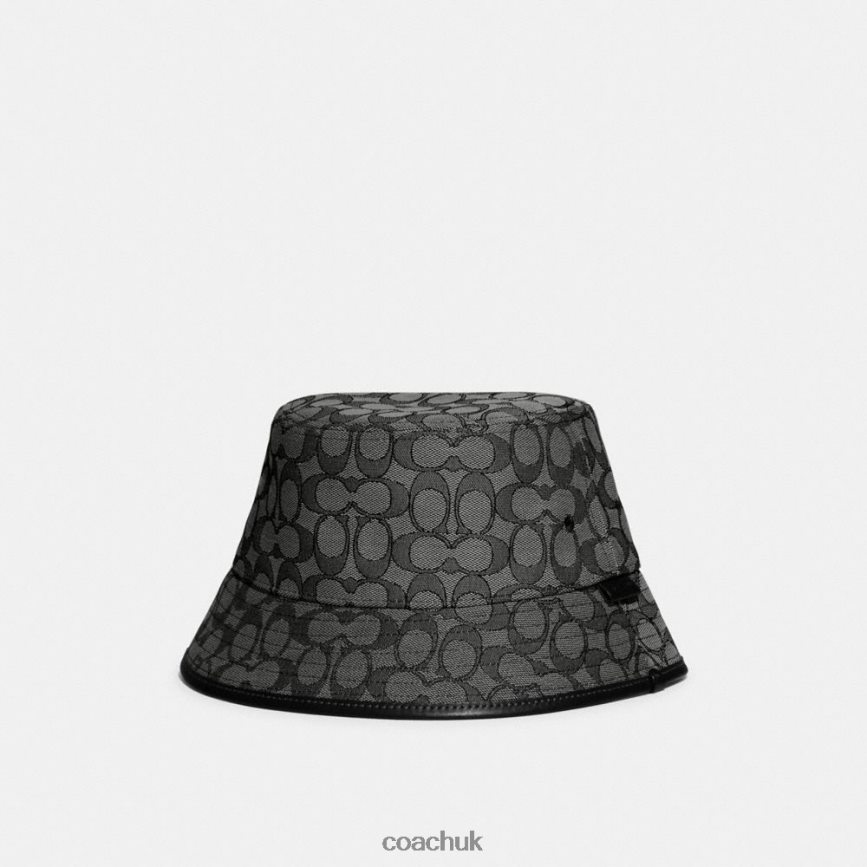Coach Women SIGNATURE JACQUARD BUCKET HAT CHARCOAL D0DL44605