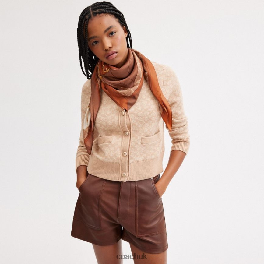 Coach Women TABBY BAG PRINT SILK SQUARE SCARF Burnished Amber D0DL44593