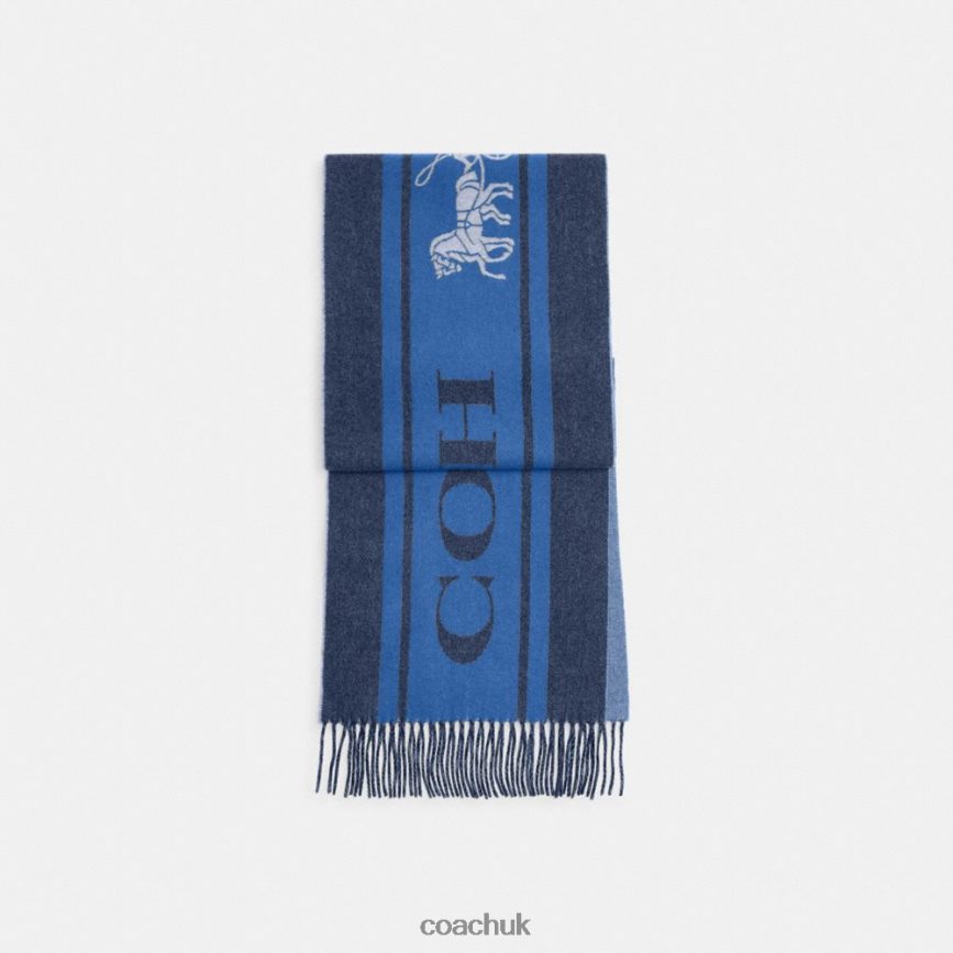 Coach Women VARSITY SPORT CASHMERE MUFFLER Midnight Navy D0DL44576
