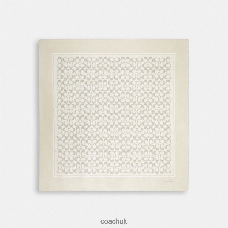 Coach Women VINTAGE SIGNATURE PRINT SILK SQUARE SCARF Steam D0DL44585