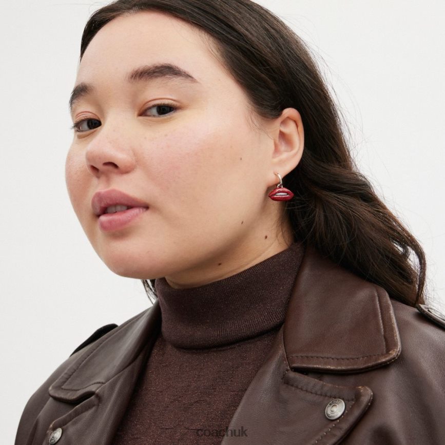 Coach Women LOLLIPOP AND LIPS MISMATCH EARRINGS Silver/Multi D0DL44532