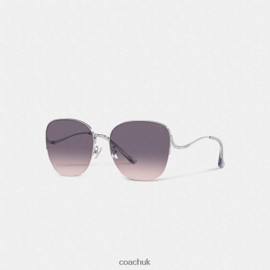 Coach Women METAL ROUNDED SUNGLASSES Grey Pink Gradient D0DL44530