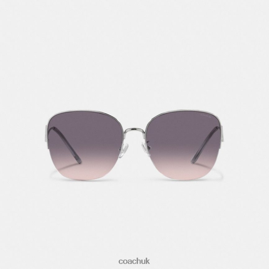 Coach Women METAL ROUNDED SUNGLASSES Grey Pink Gradient D0DL44530