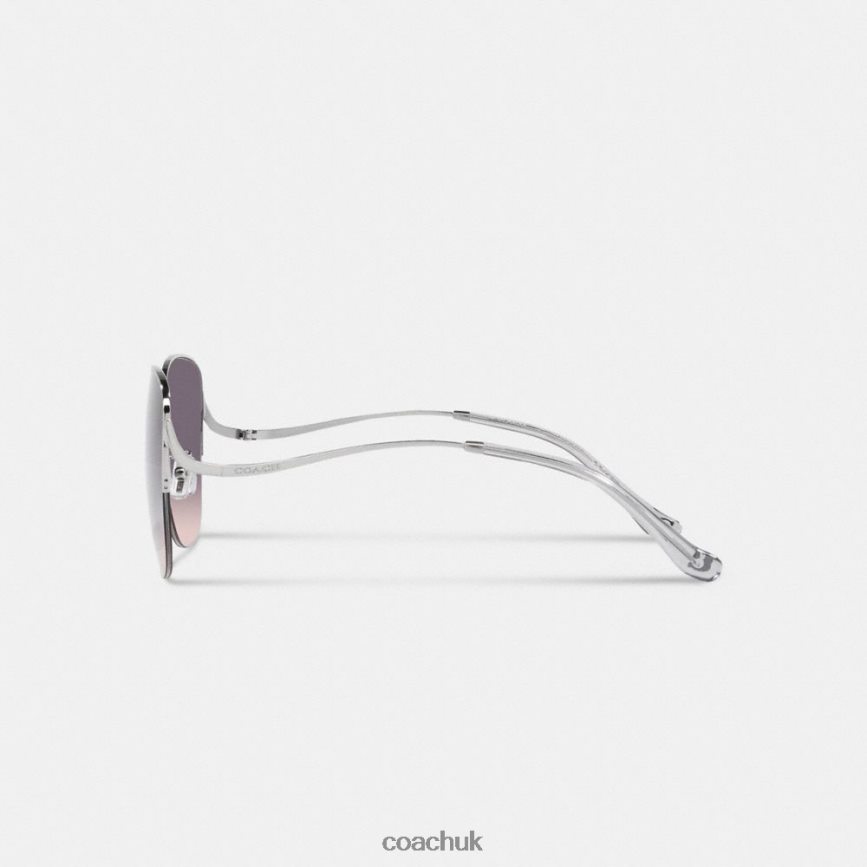 Coach Women METAL ROUNDED SUNGLASSES Grey Pink Gradient D0DL44530