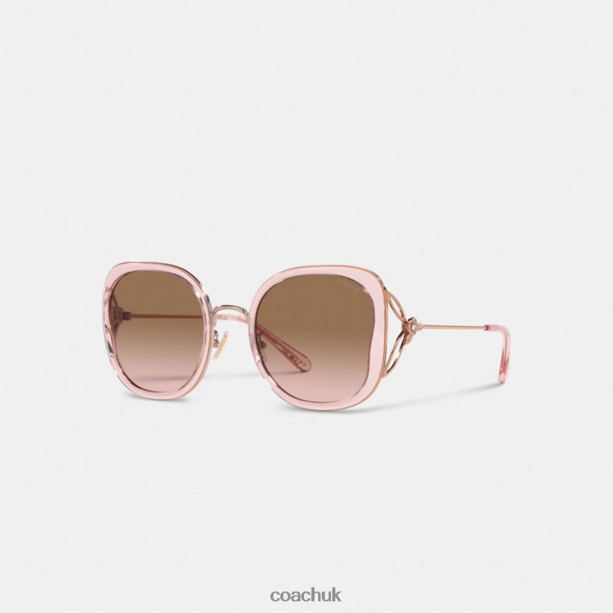 Coach Women TEA ROSE OVERSIZED BUTTERFLY SQUARE SUNGLASSES Crystal Pink D0DL44531