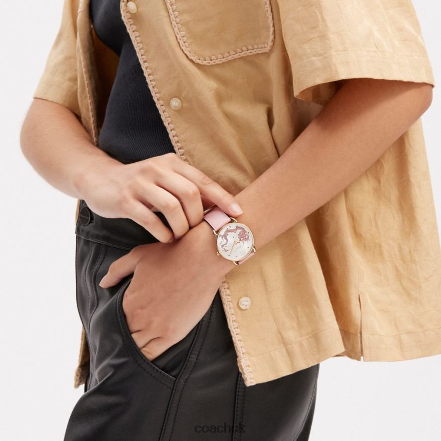 Coach Women ELLIOT WATCH WITH DRAGON MOTIF, 36MM BLUSH D0DL44542