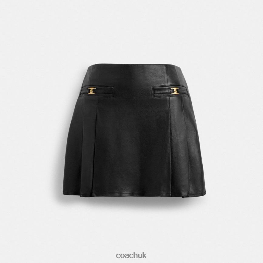Coach Women LEATHER MINI SKIRT Black D0DL44502