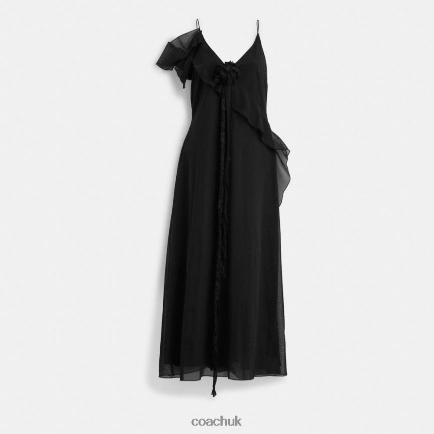 Coach Women RUFFLE TULLE DRESS Black D0DL44517