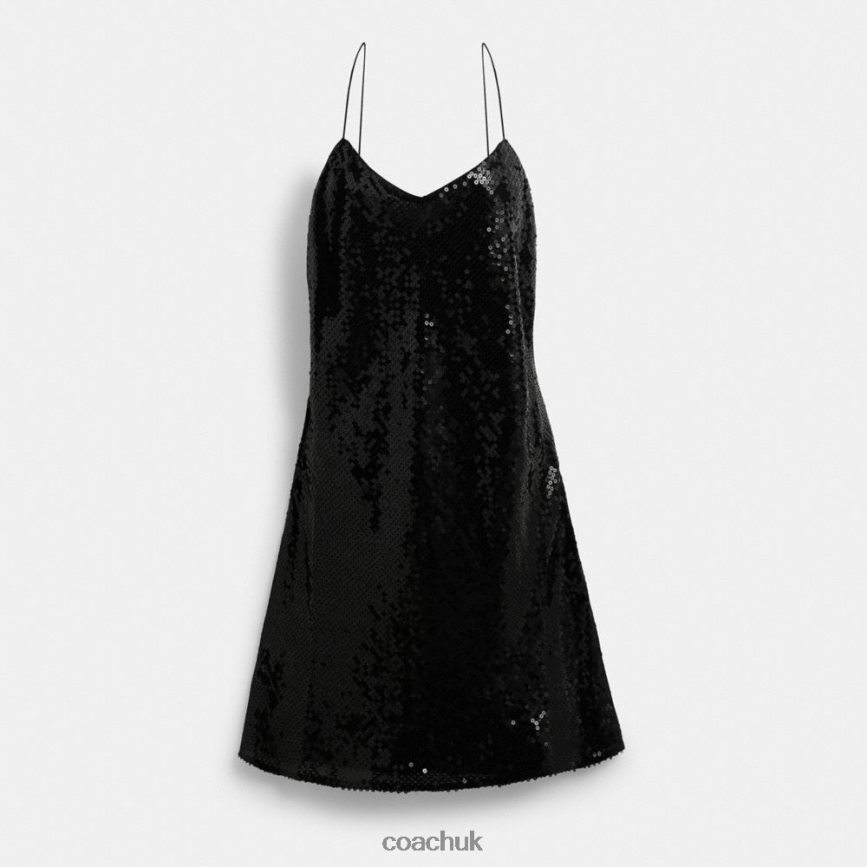 Coach Women SEQUIN SHORT CAMI DRESS Black D0DL44515